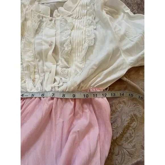 Vintage Victorian style‎ midi long sleeve dress with pink bottom size small - Picture 5 of 6